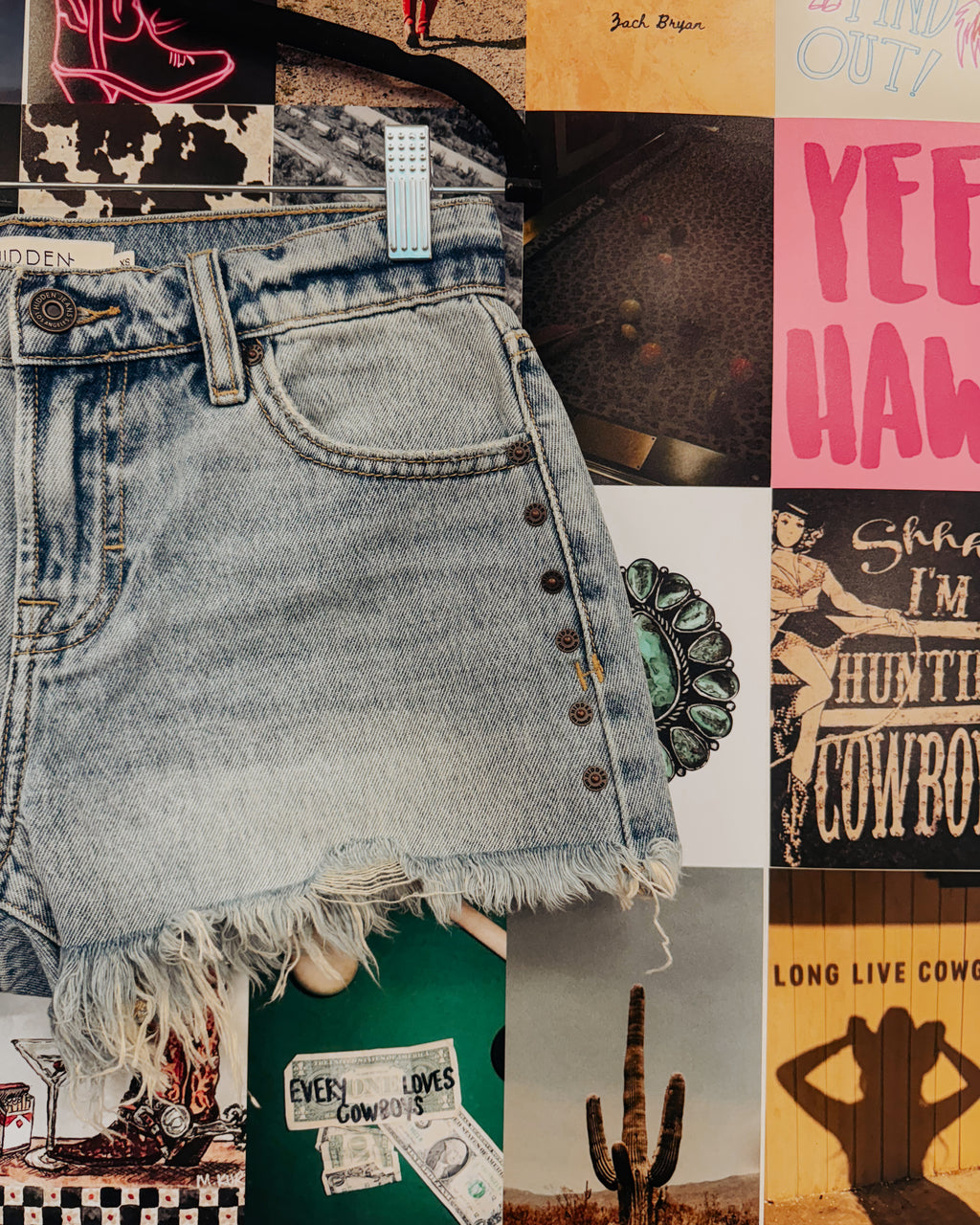 Rowdy Rivet Medium Wash Shorts
