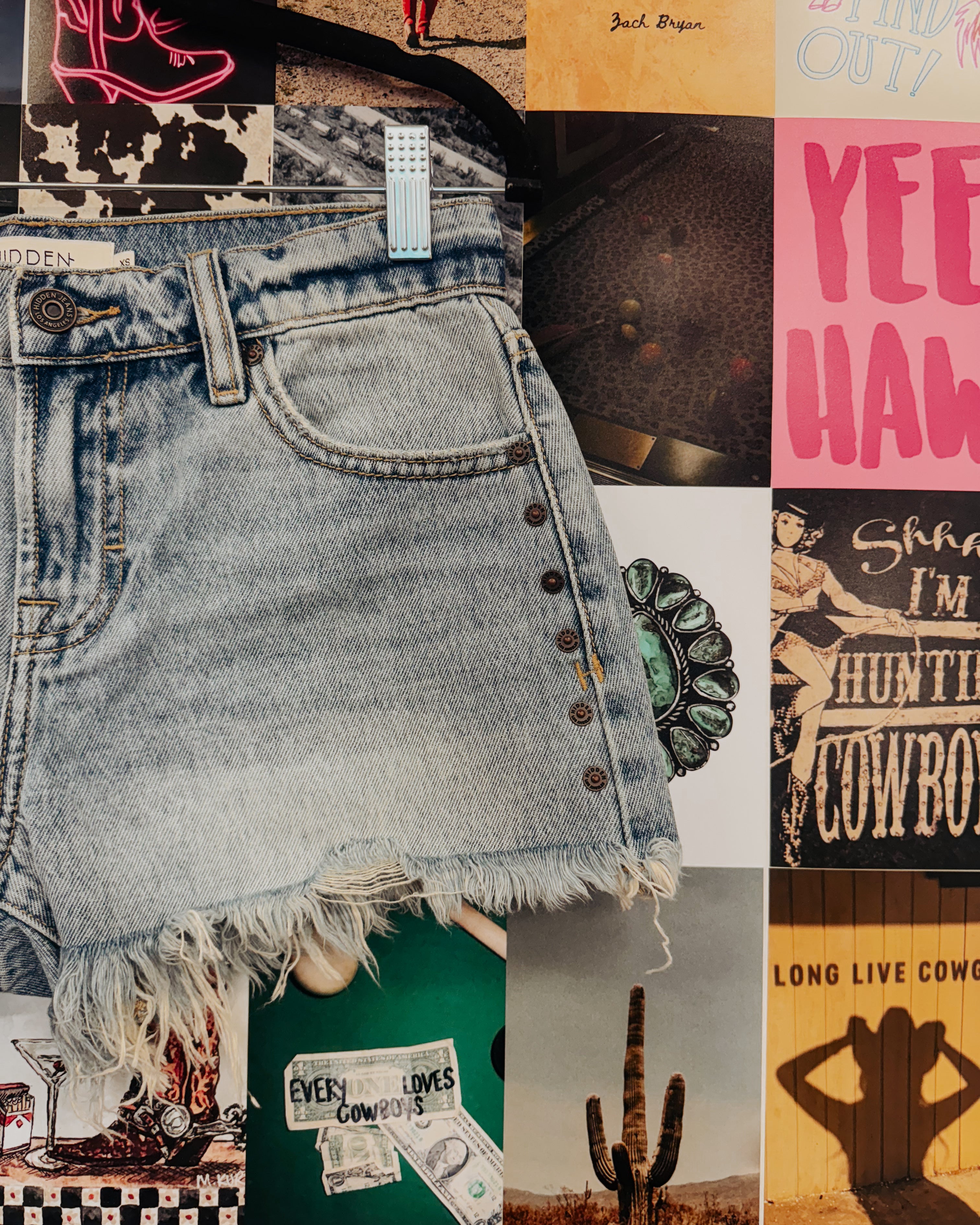Rowdy Rivet Medium Wash Shorts