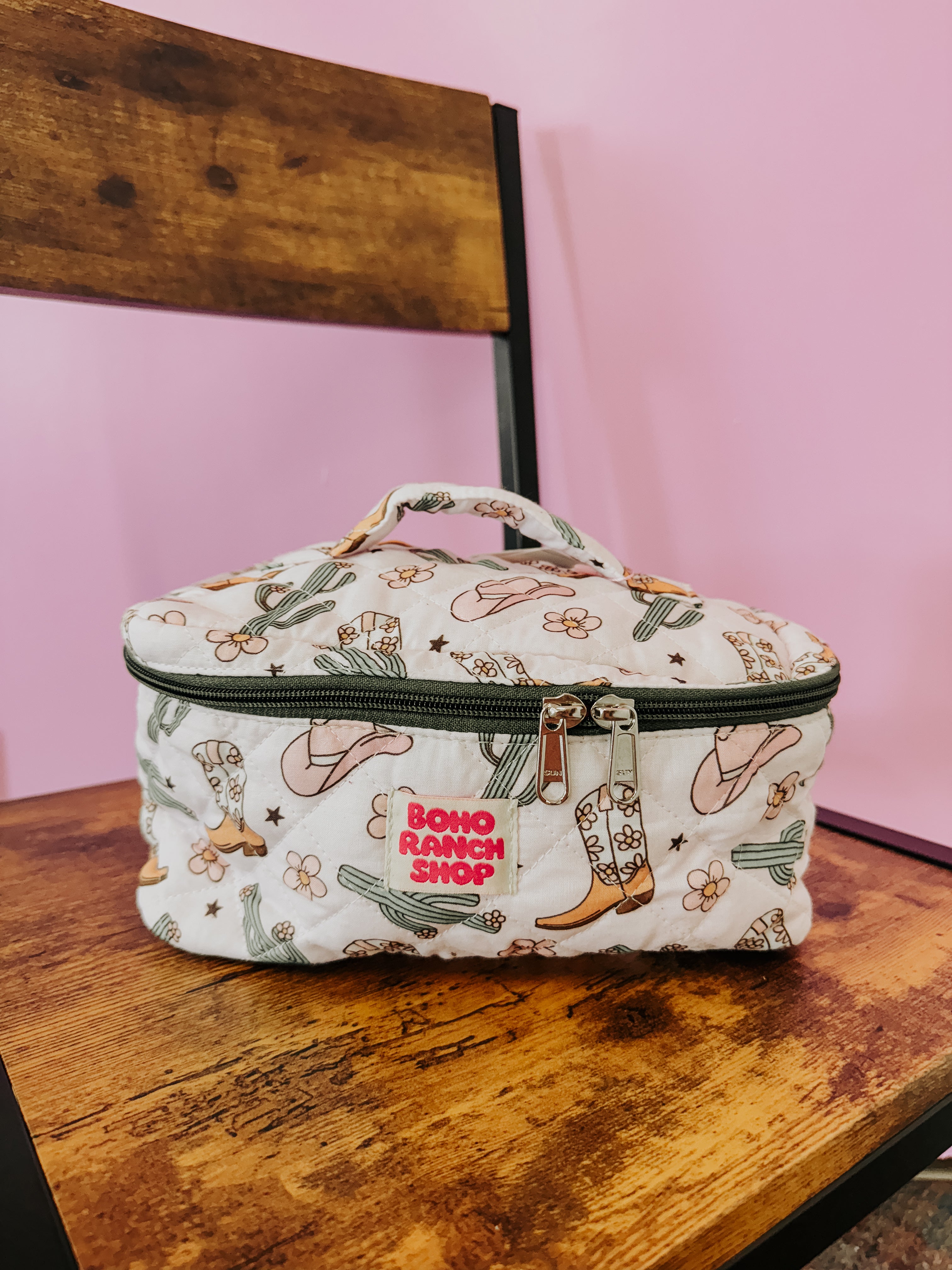 Quilted Western Makeup Bag | Cowgirl Cosmetic Bag