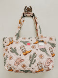 Western Print Everyday Carryall Tote Bag Quilted 