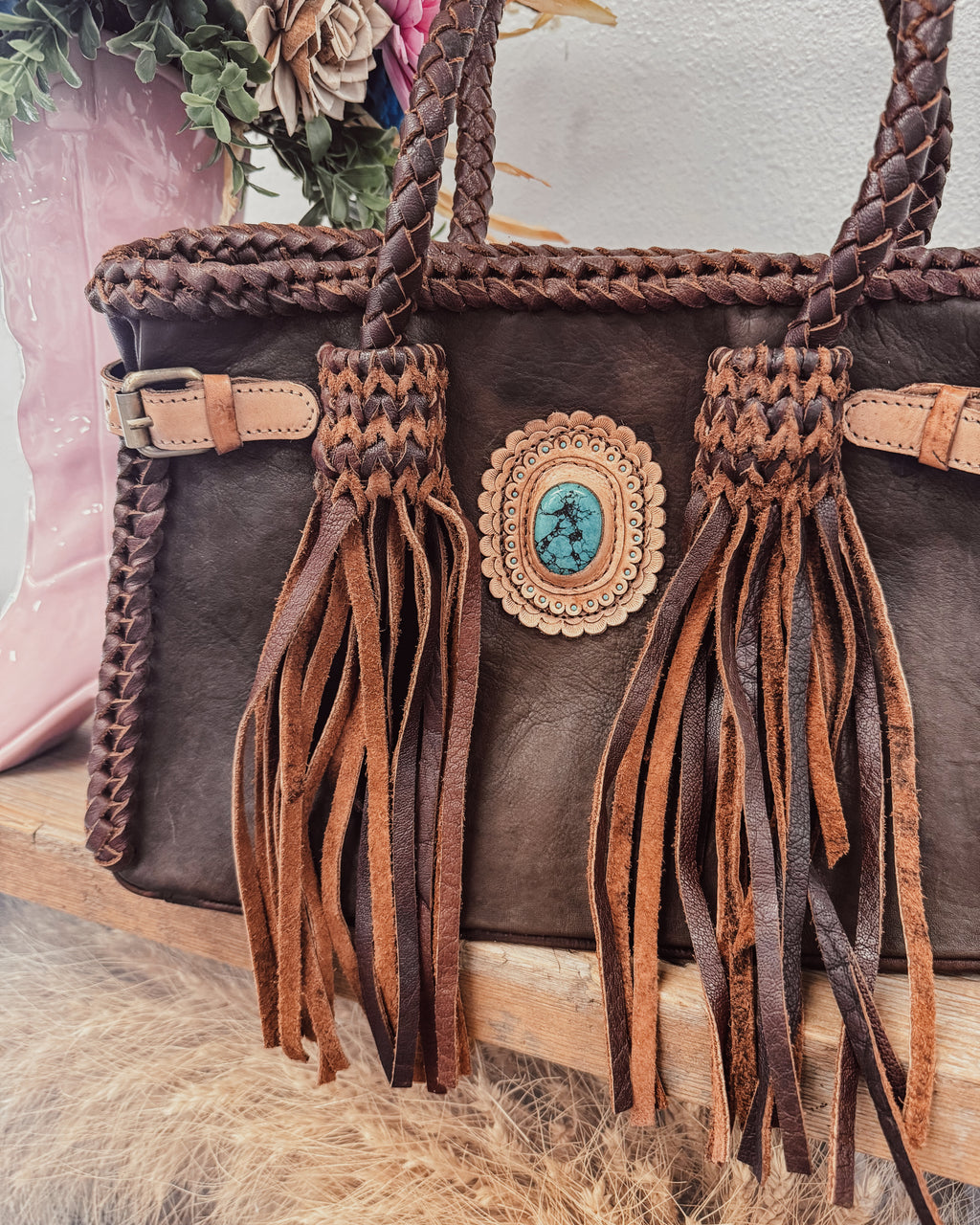 The Turquoise Luxe Genuine Leather Shoulder Bag