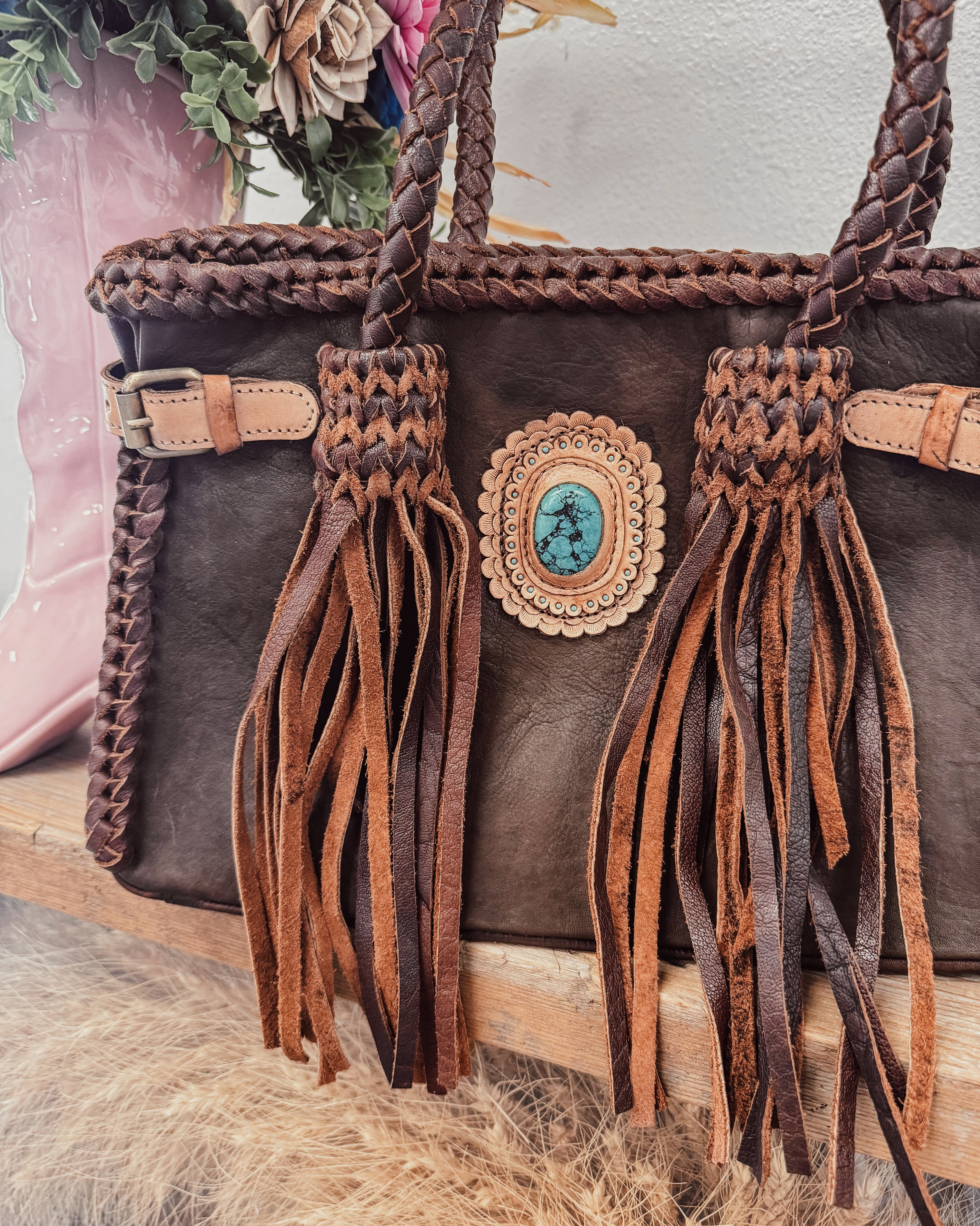 The Turquoise Luxe Genuine Leather Shoulder Bag