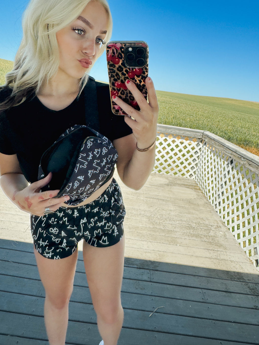 BLACK BRANDED BUMBAG