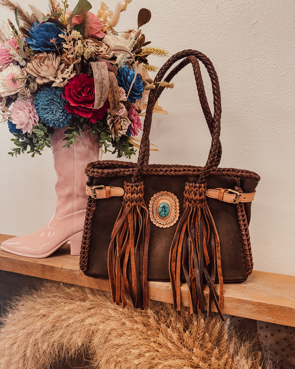 The Turquoise Luxe Genuine Leather Shoulder Bag