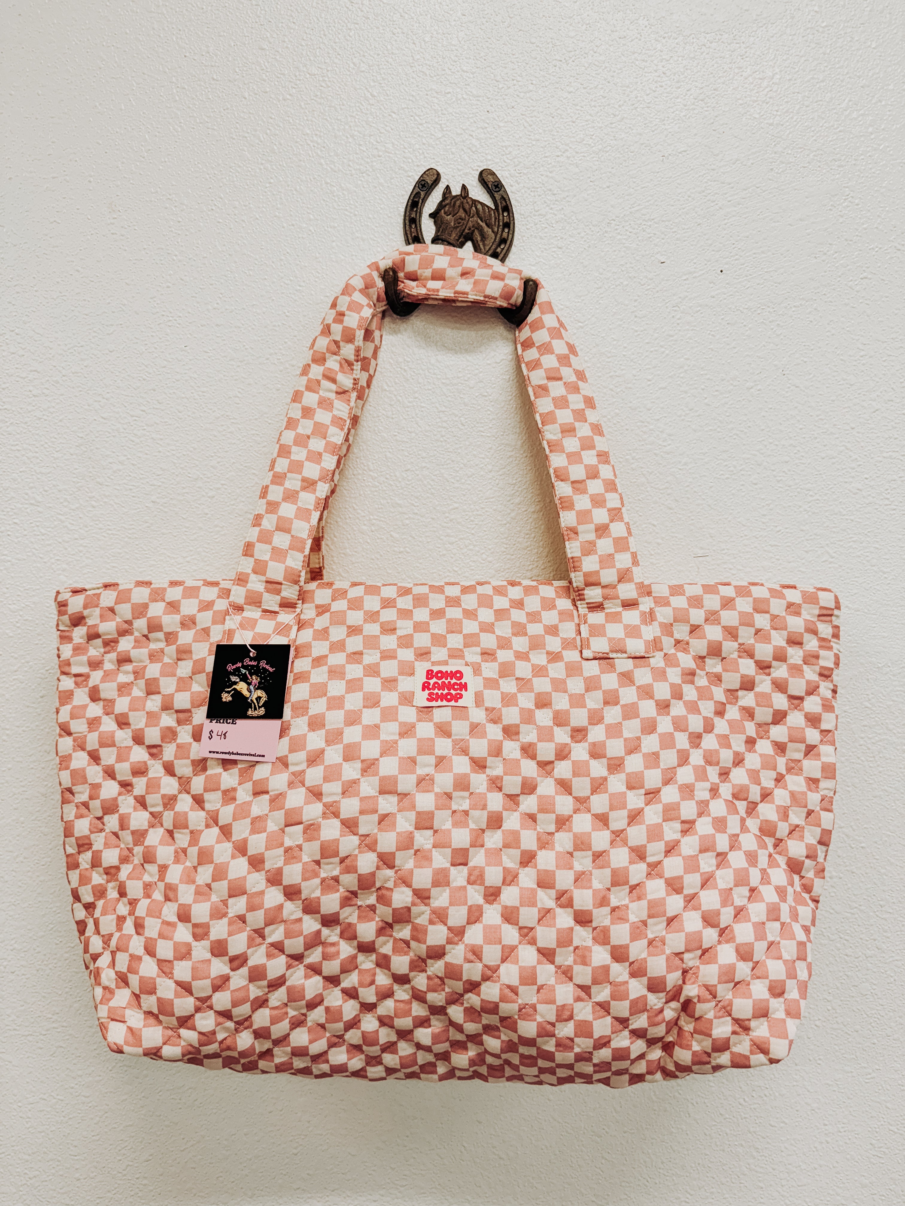 Western Print Everyday Carryall Tote Bag Quilted 