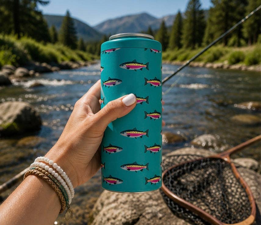 Hard Can Koozie Teal Trout