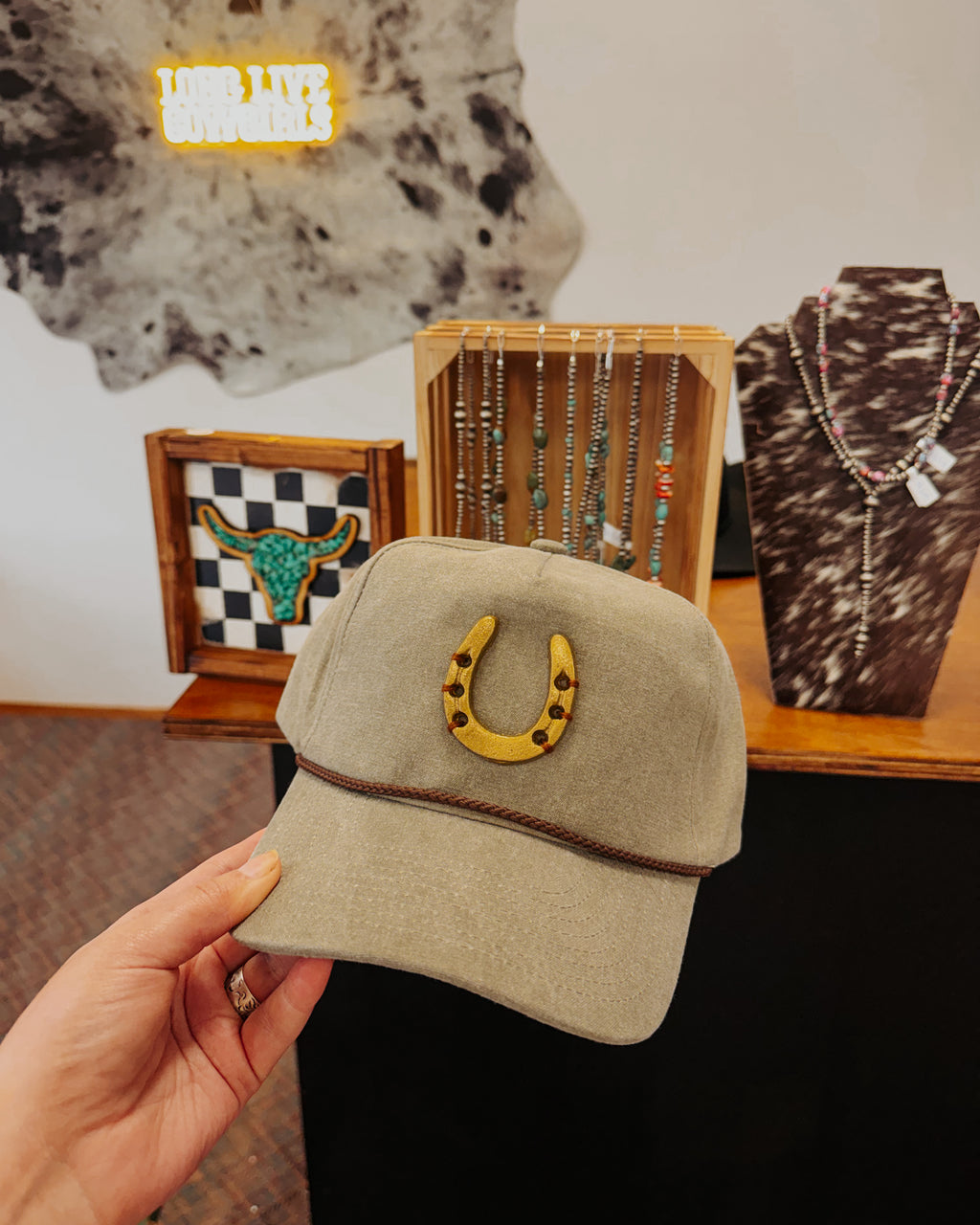 Gold Horseshoe Canvas Trucker Hat