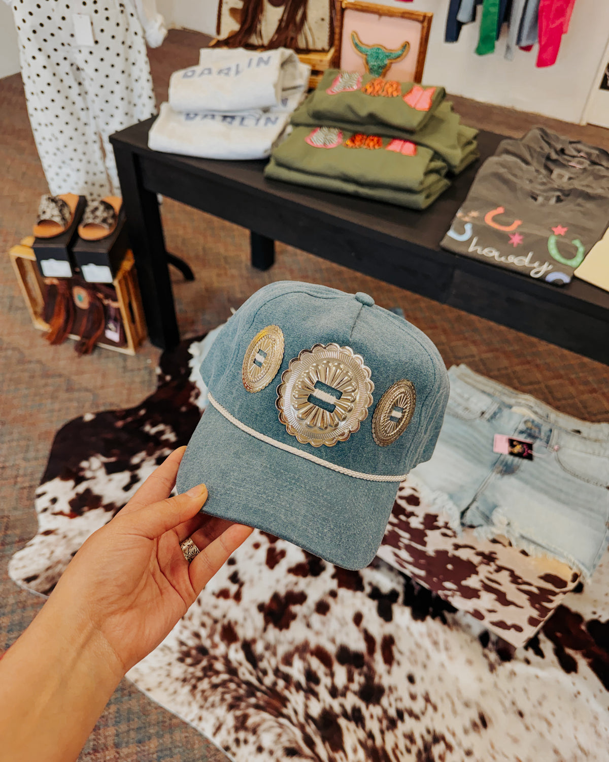 Denim Concho Trucker Hat