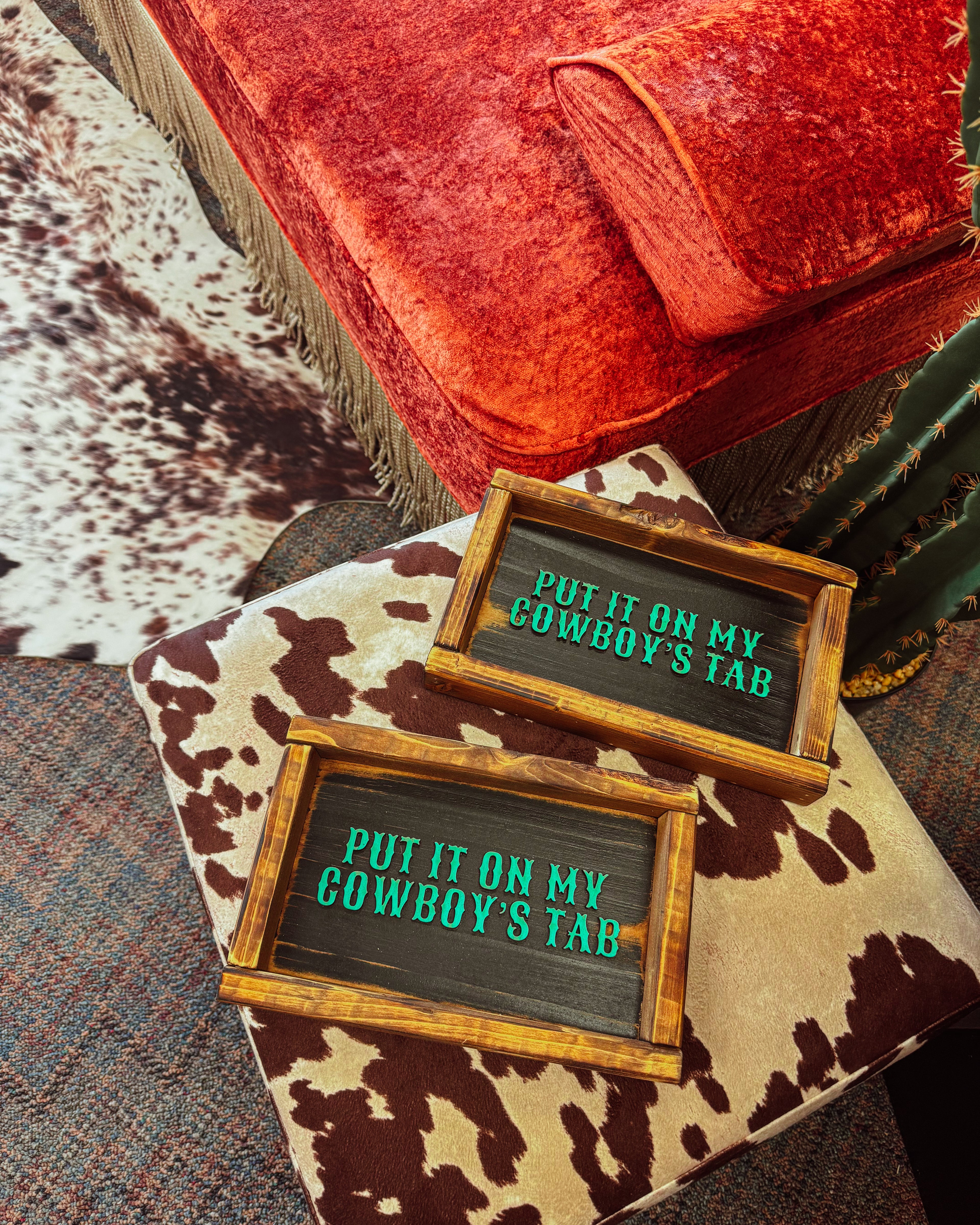 Put It On My Cowboys Tab Framed Sign
