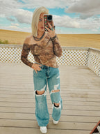 REMIA CAMO ASYMMETRICAL TOP