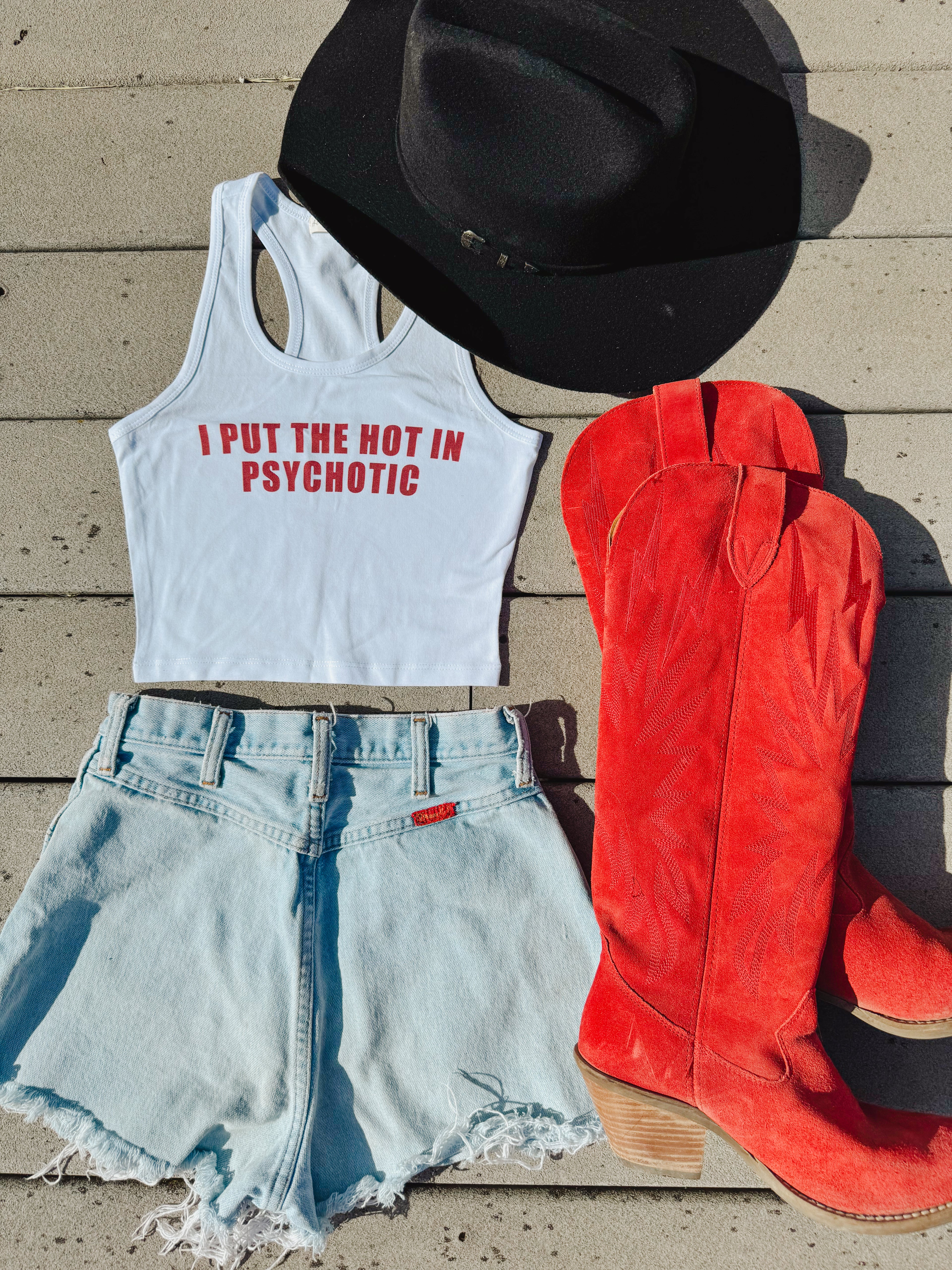 HOT IN PSYCHOTIC CROP TANK