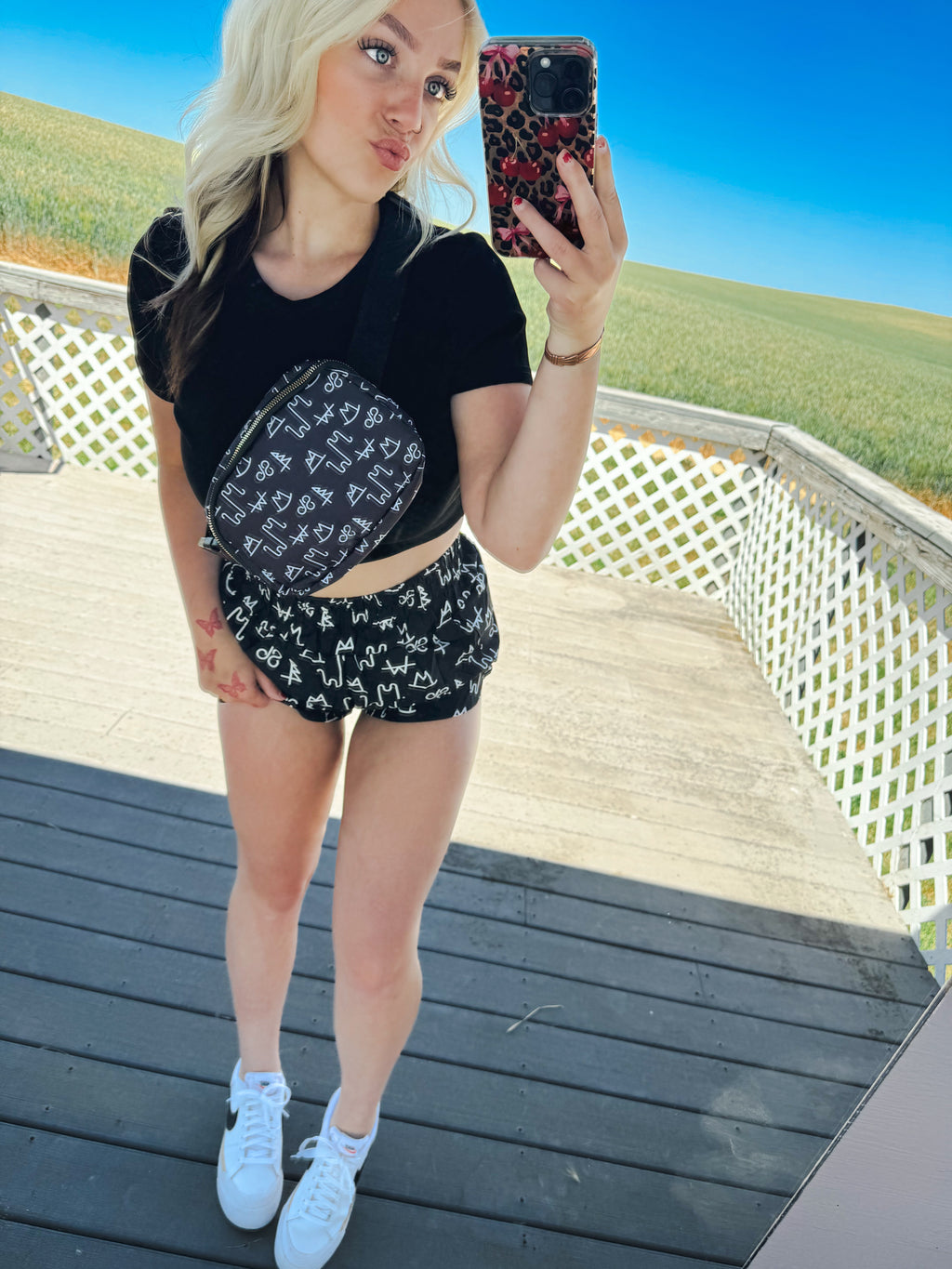 BLACK BRANDED BUMBAG