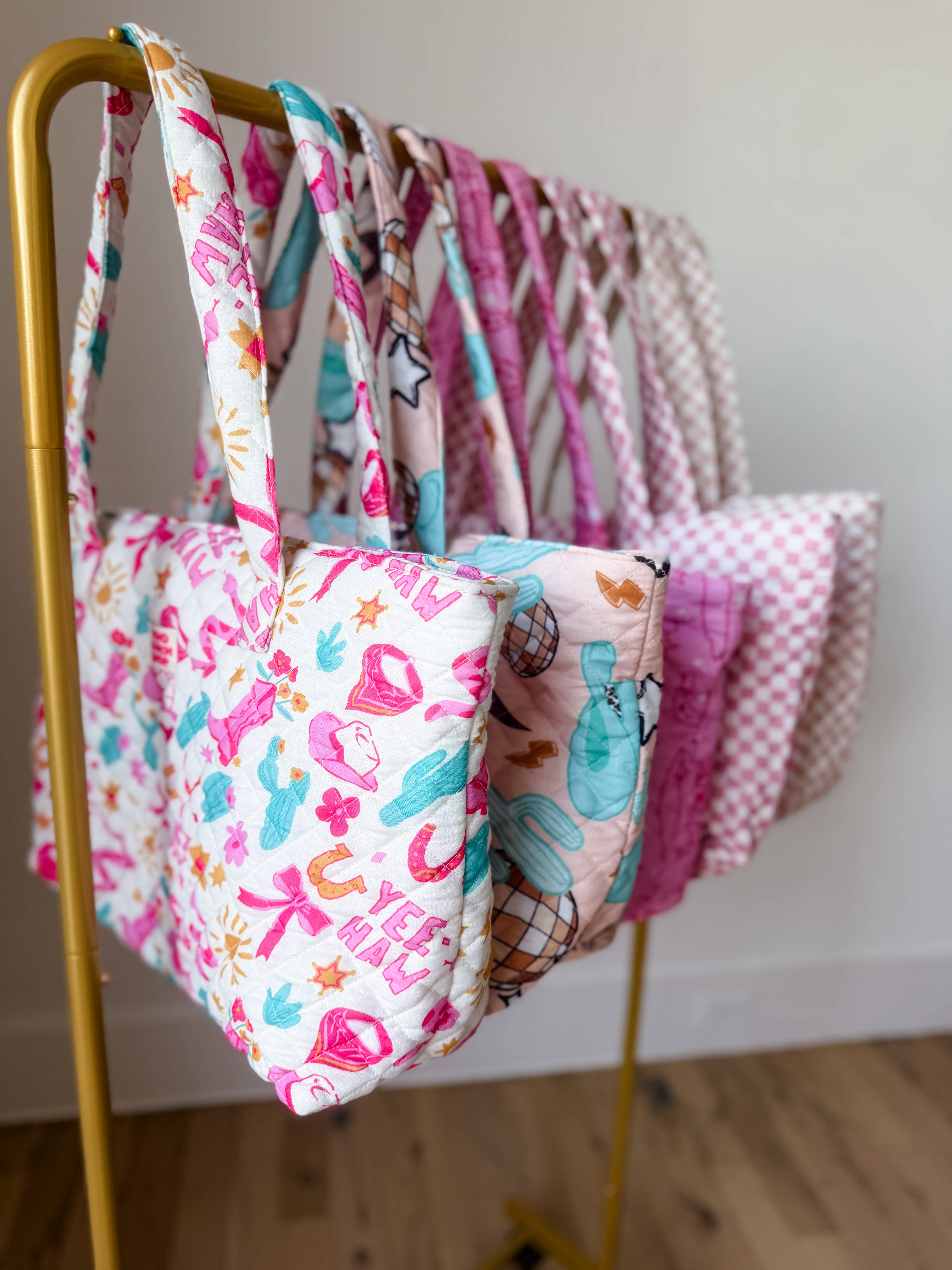 Western Print Everyday Carryall Tote Bag Quilted 