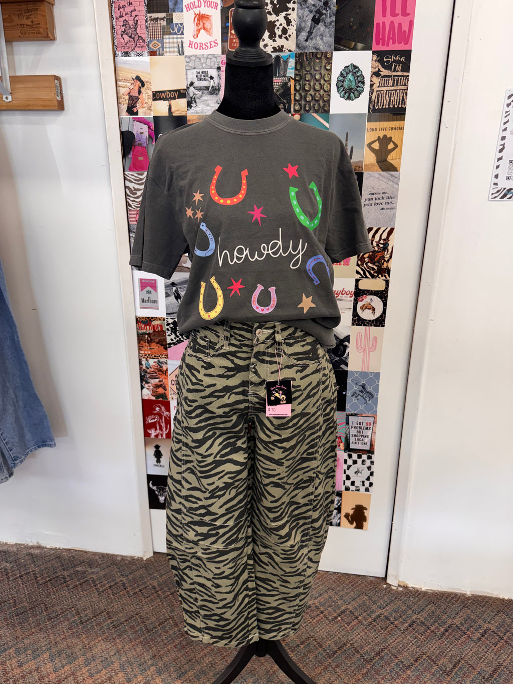 Zebra Print Barrel Jeans