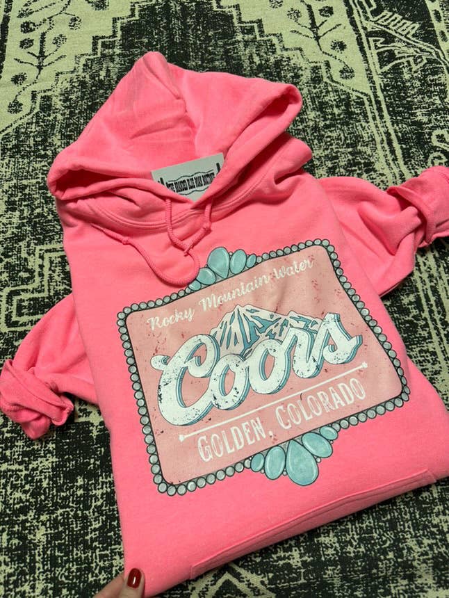 Pink Rocky Waterr Western Hoodie 