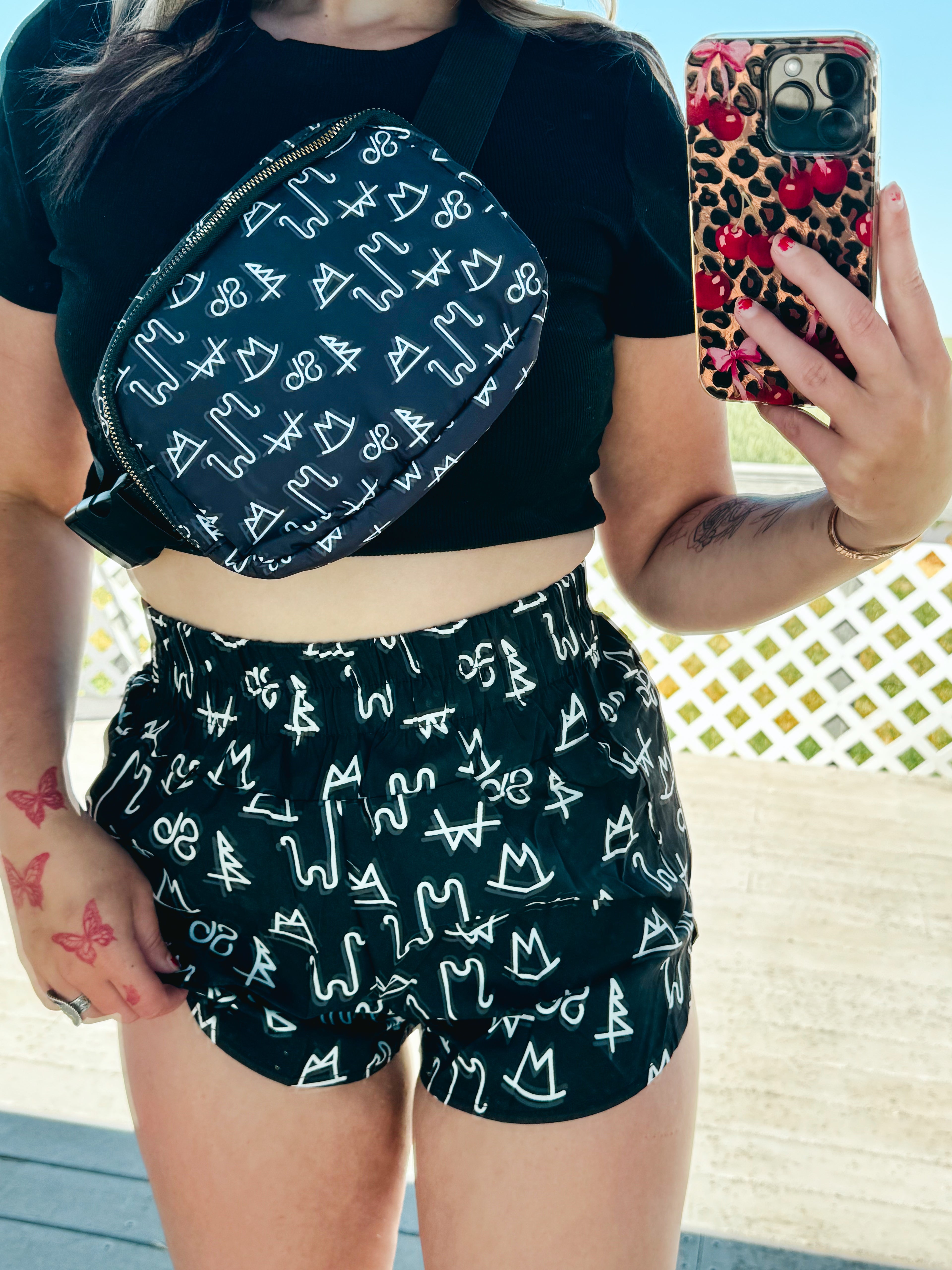 BLACK BRANDED BUMBAG