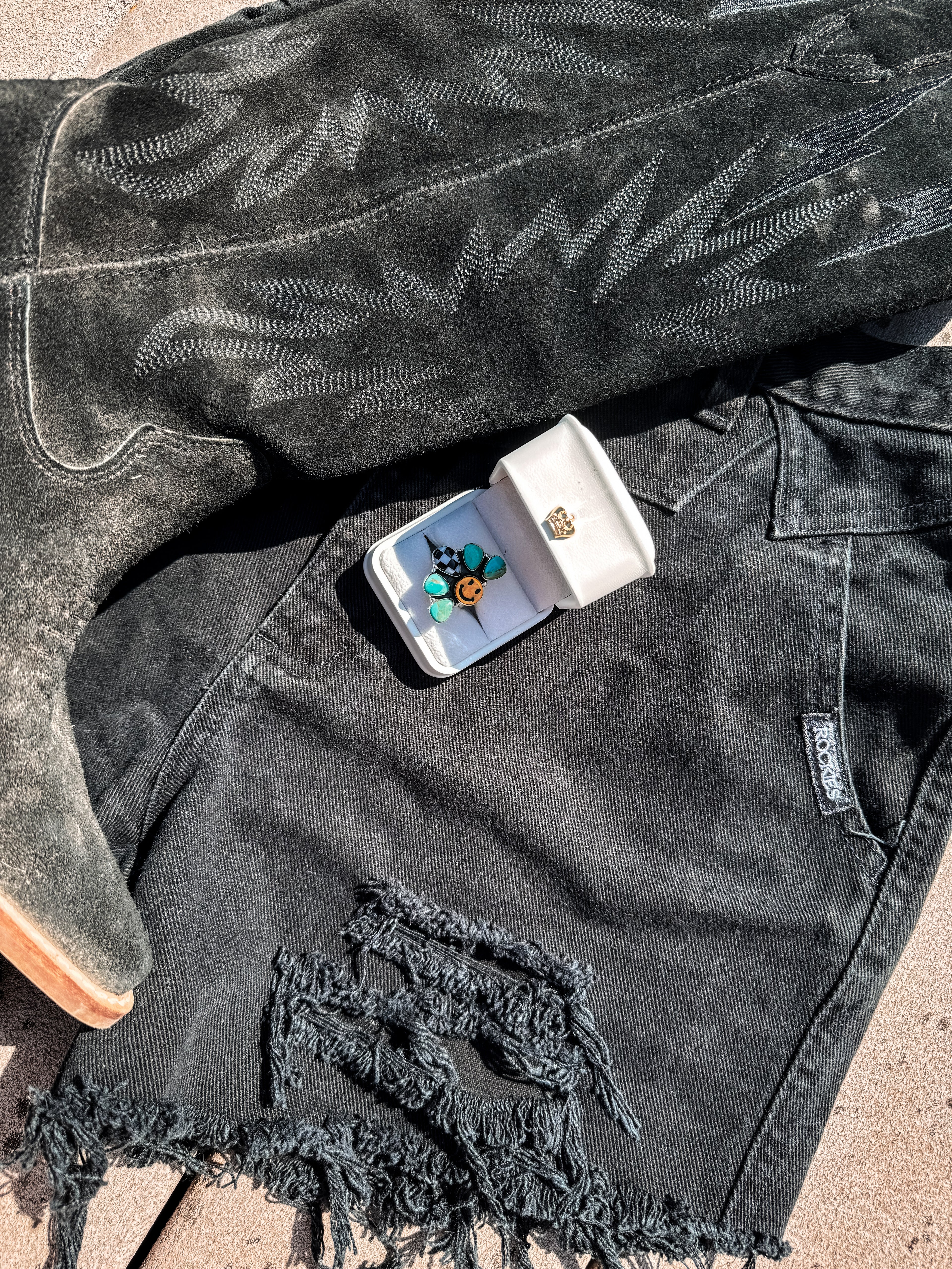 SMILEY CHECKERED RING