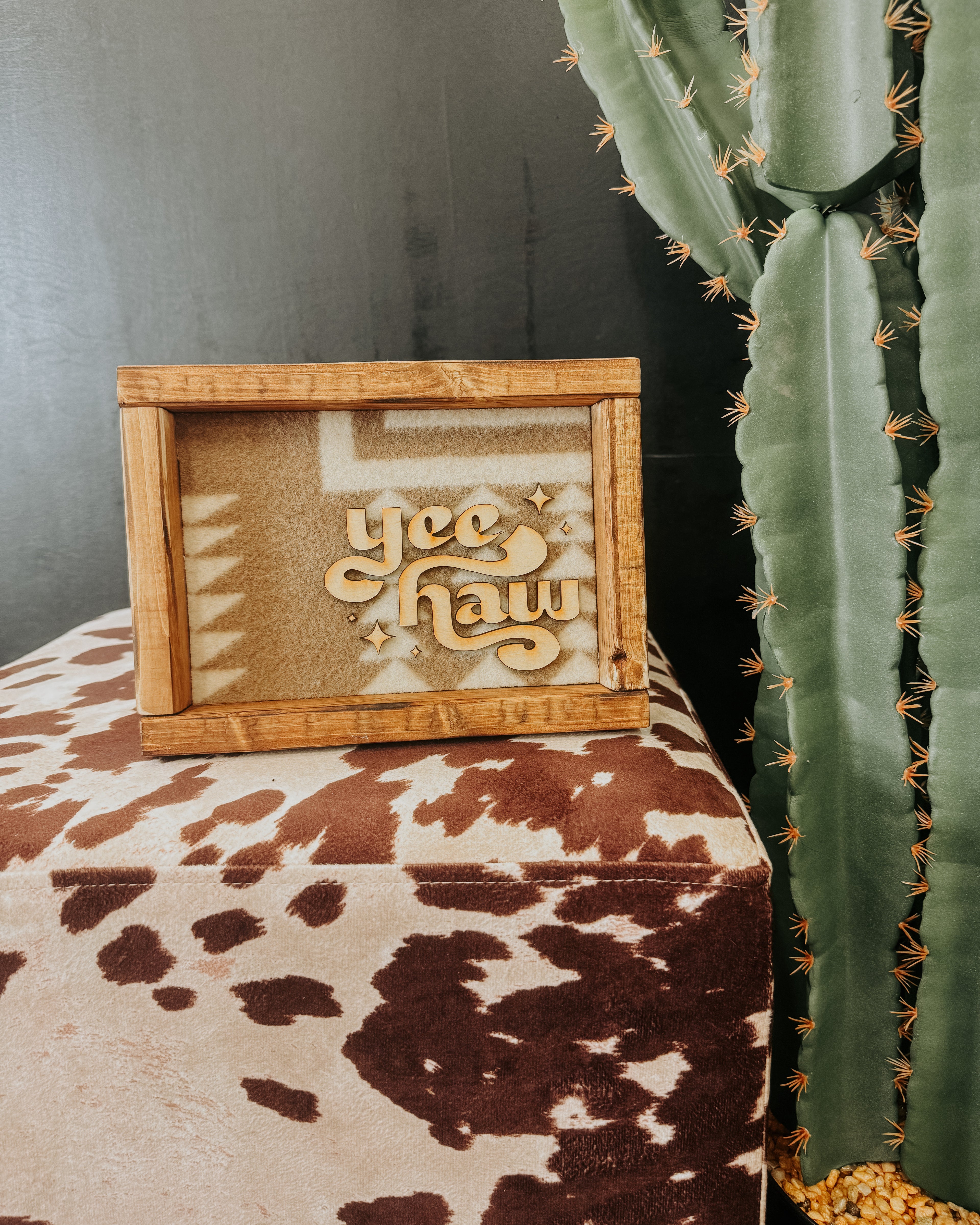 Yeehaw Retro Framed Aztec Wool Sign