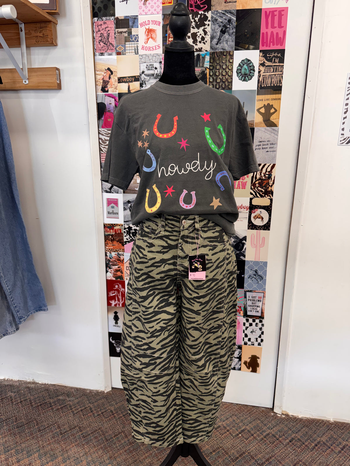 Zebra Print Barrel Jeans