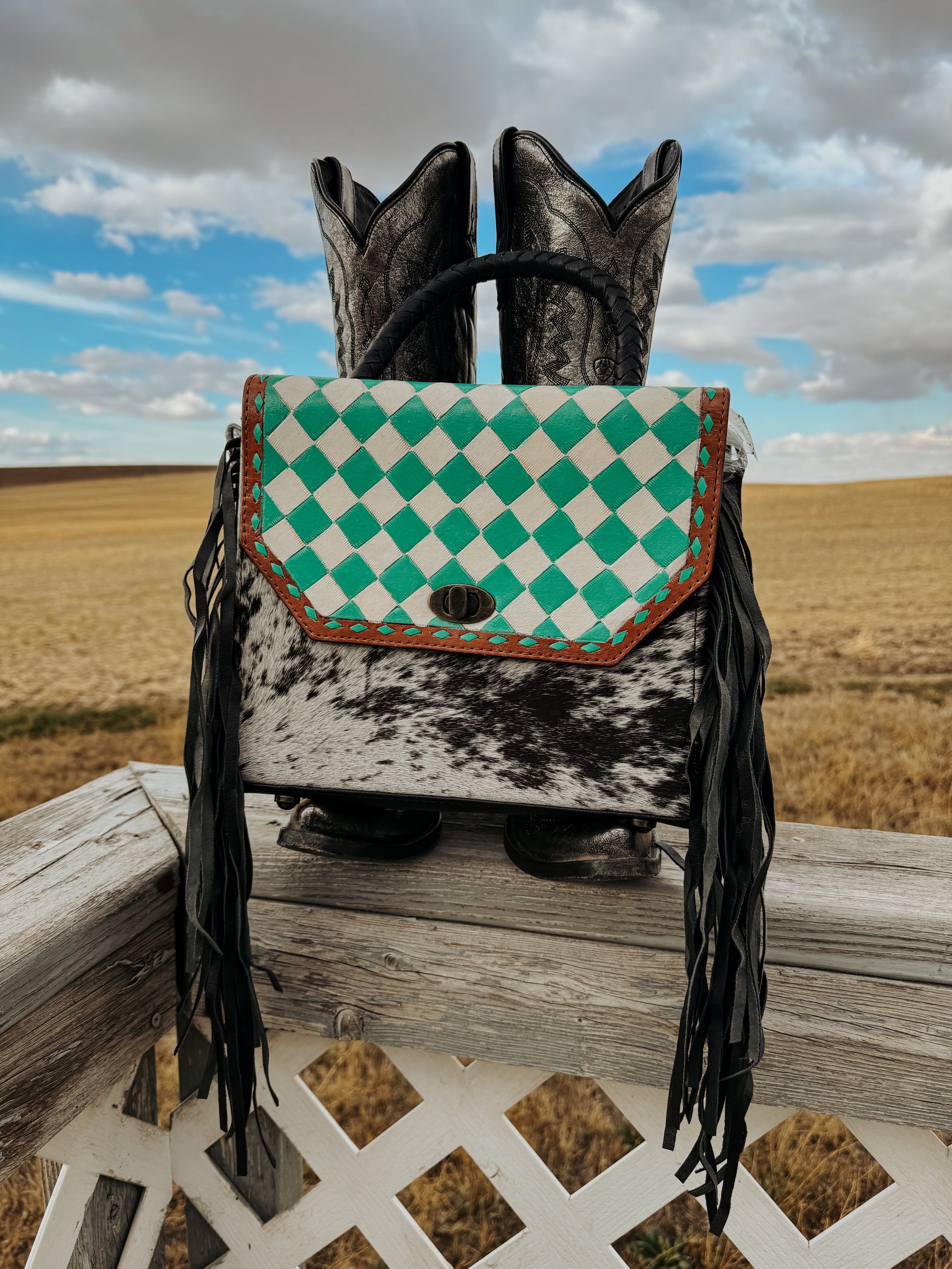 TURQUOISE FRINGE CROSSBODY