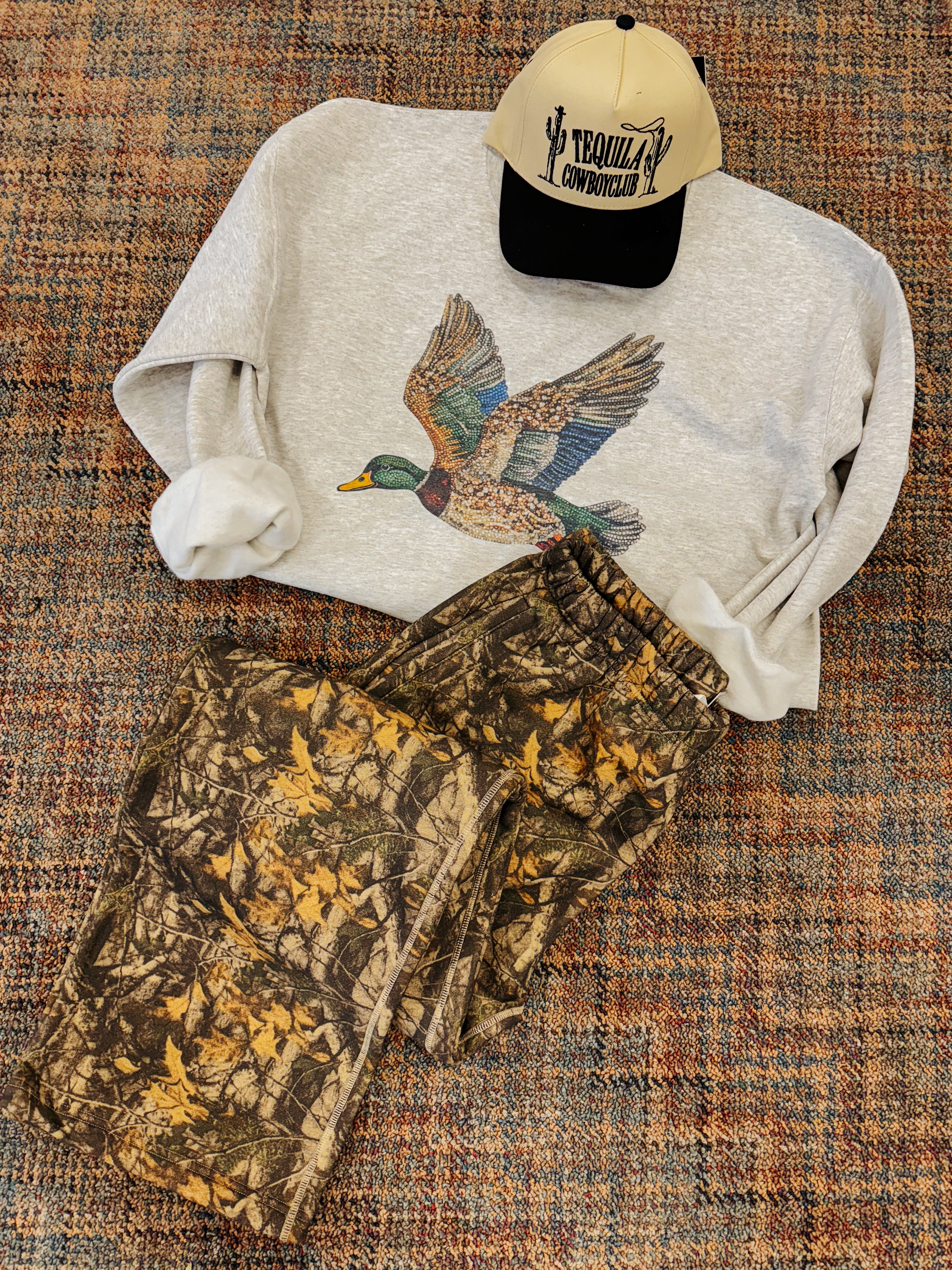 Faux Rhinestone Mallard Crewneck